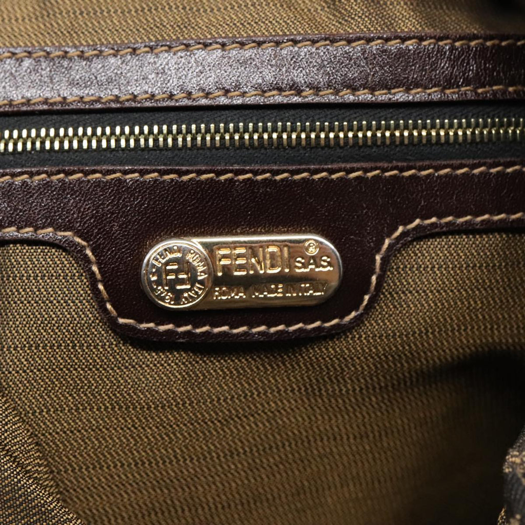 FENDI Zucca Canvas Shoulder Bag Brown Black gold90868