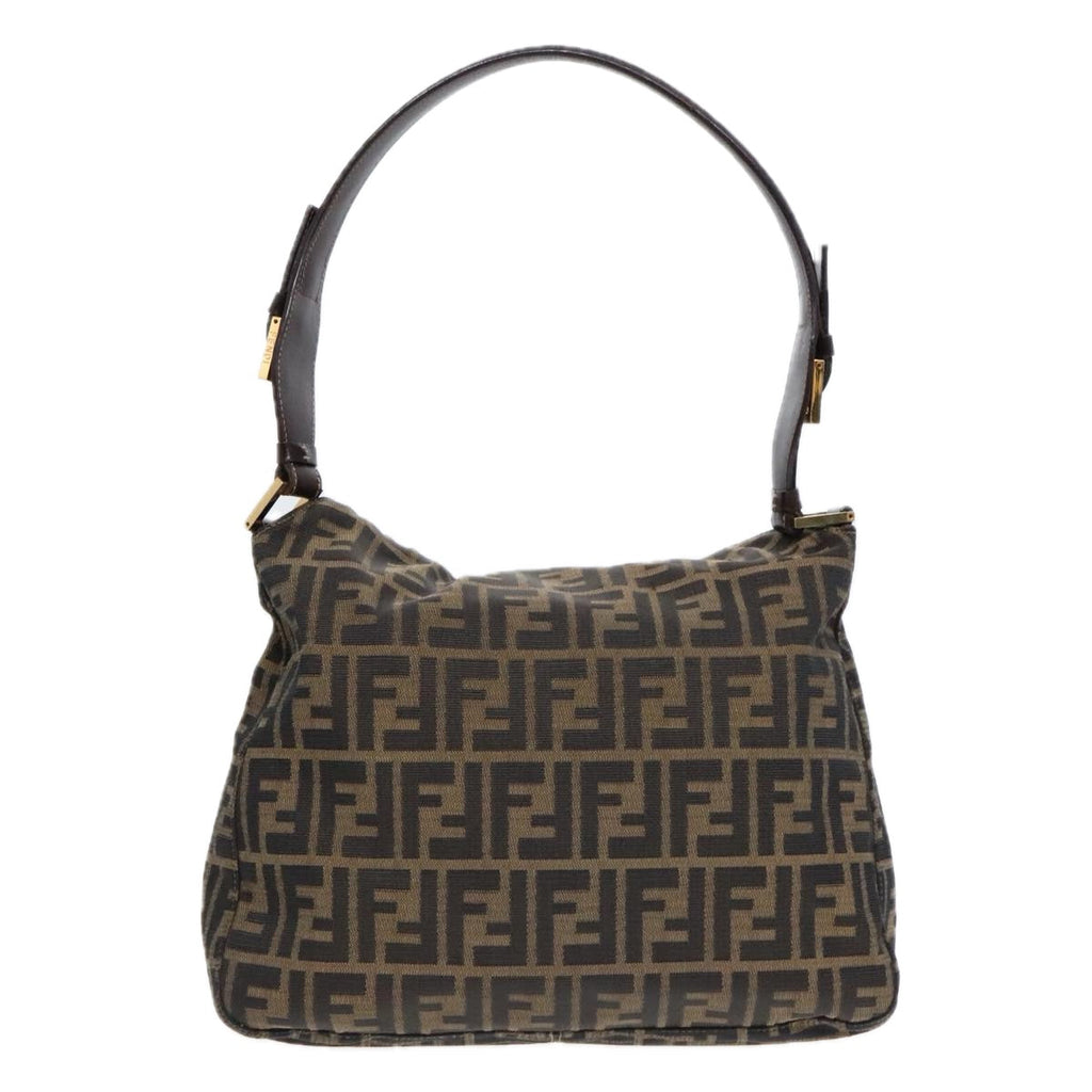 FENDI Zucca Canvas Shoulder Bag Brown Black gold90868