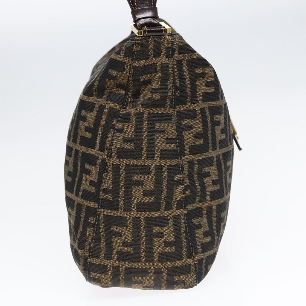 FENDI Zucca Canvas Shoulder Bag Brown Black gold90868
