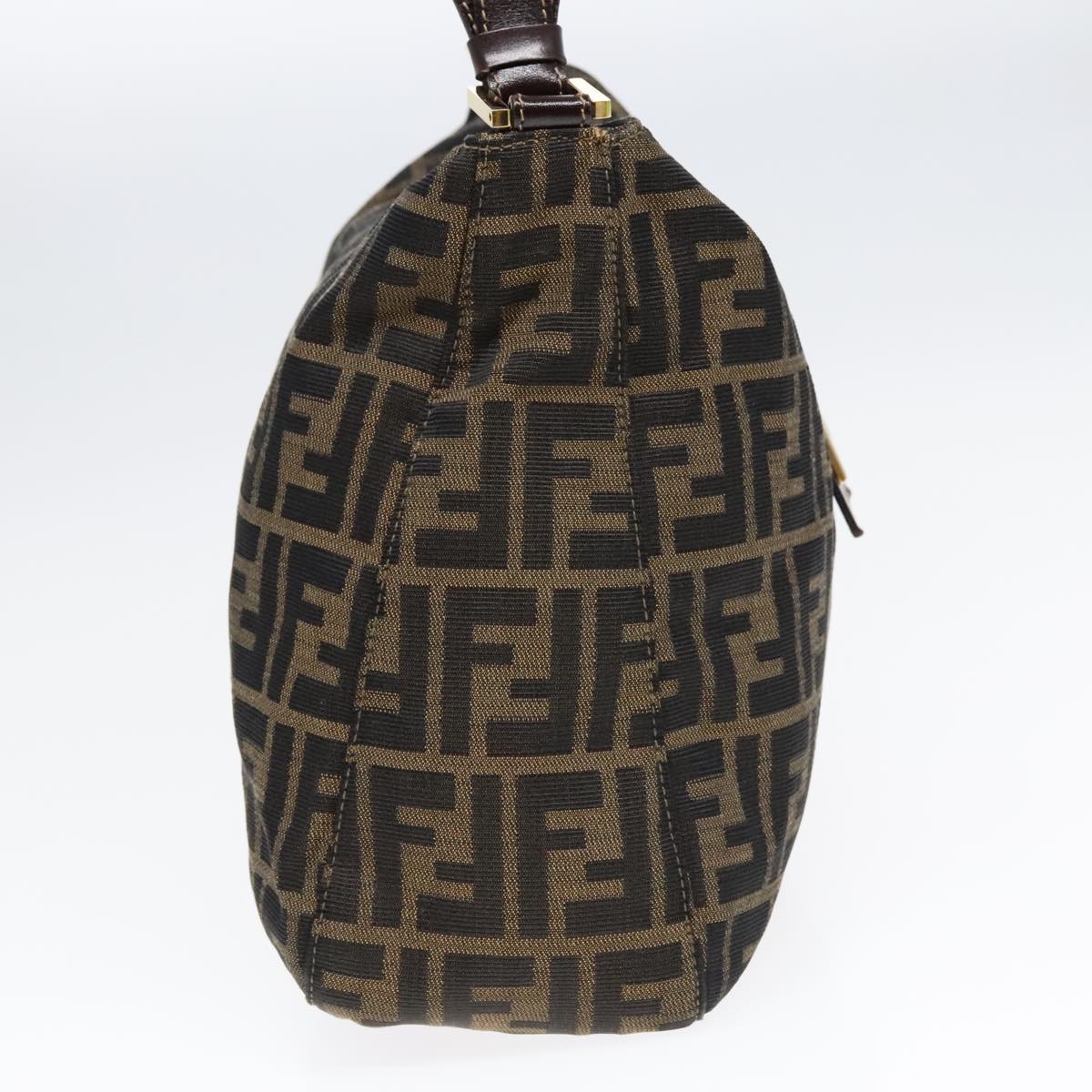 FENDI Zucca Canvas Shoulder Bag Brown Black gold90868