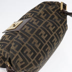 FENDI Zucca Canvas Shoulder Bag Brown Black gold90868