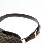 FENDI Zucca Canvas Shoulder Bag Brown Black gold90868