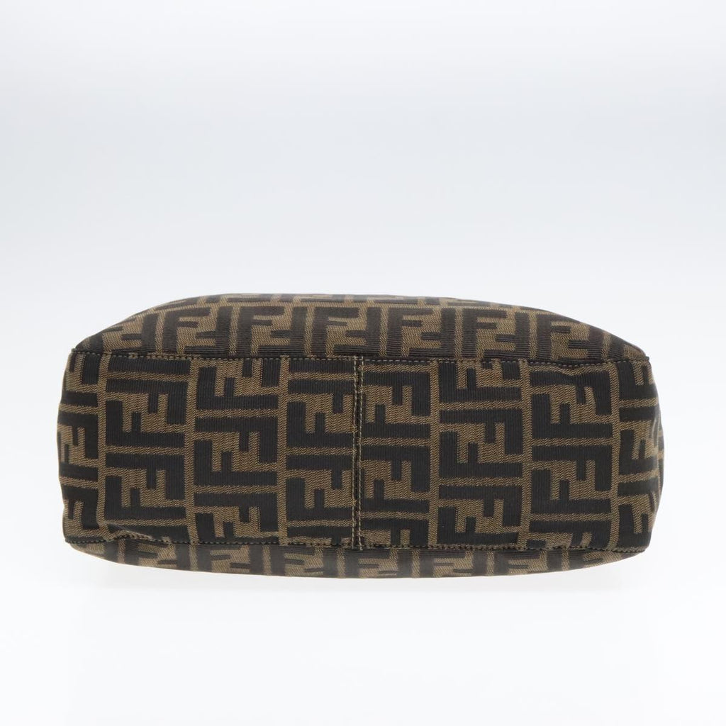 FENDI Zucca Canvas Shoulder Bag Brown Black gold90868