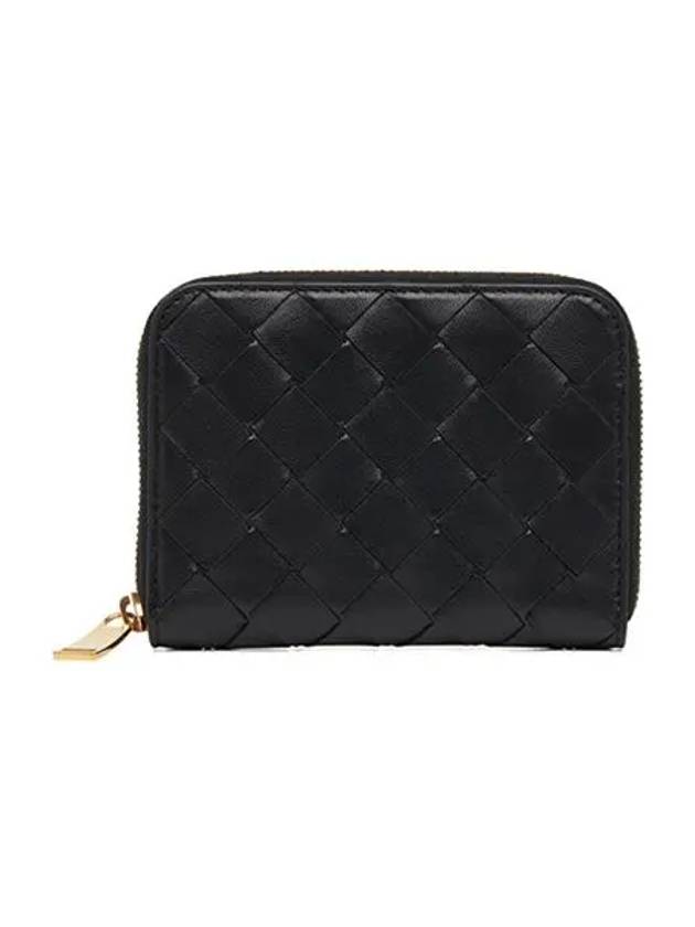 Bottega Veneta Zipper Intrecciato Card Wallet Black