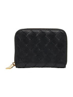 Bottega Veneta Zipper Intrecciato Card Wallet Black
