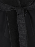 Fendi Shawl Collar Belt Coat Black
