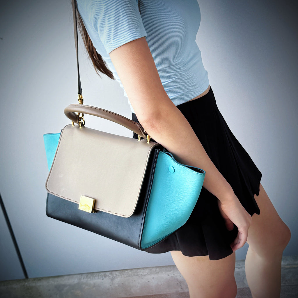 Celine Medium Multicolor Leather Trapeze Shoulder Bag TWS