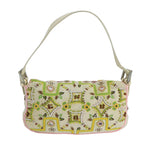FENDI Mamma Baguette Shoulder Bag Beads Canvas White90955A