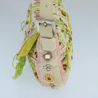 FENDI Mamma Baguette Shoulder Bag Beads Canvas White90955A