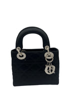 DIOR - Black Satin Crystals Mini Lady Dior