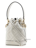 Fendi Mon Tresor FF Motif Leather Mini Bucket Bag White