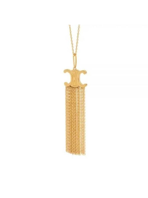 CELINE Triomphe Folk Fringe Long Necklace Gold