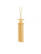 CELINE Triomphe Folk Fringe Long Necklace Gold
