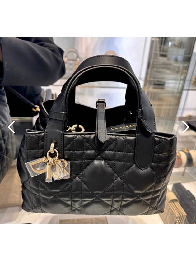 Toujours Macrocannage Calfskin Medium Tote Bag Black Dior