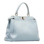 FENDI Peekaboo Top Handle Handbag Light Blue Leather Ladies