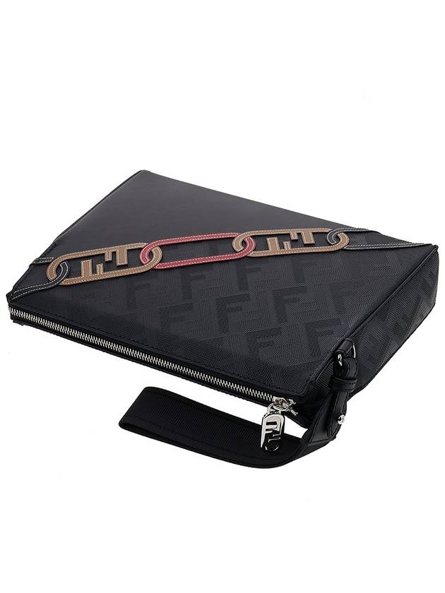 Fendi Men's O Lock FF Chain Print Clutch Bag Back