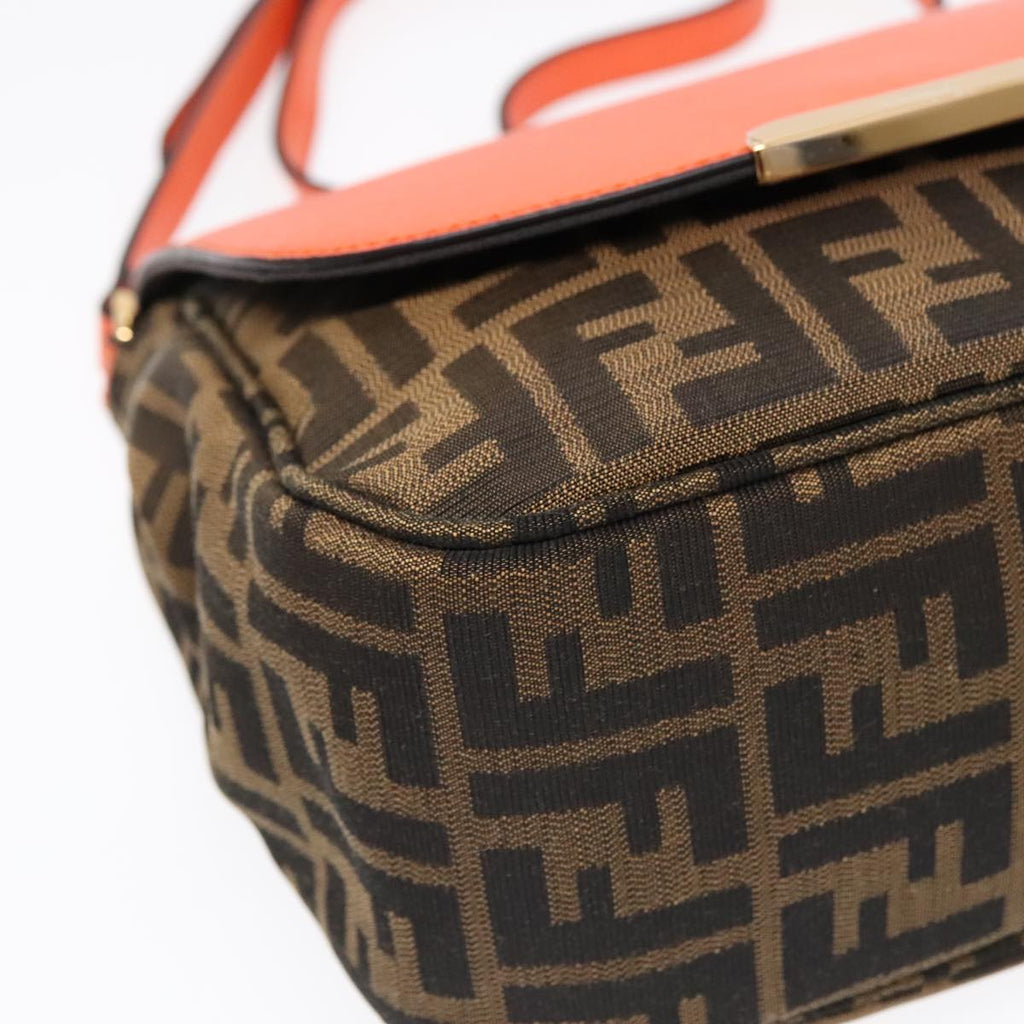 FENDI Zucca Canvas Shoulder Bag Brown Black Orange91226