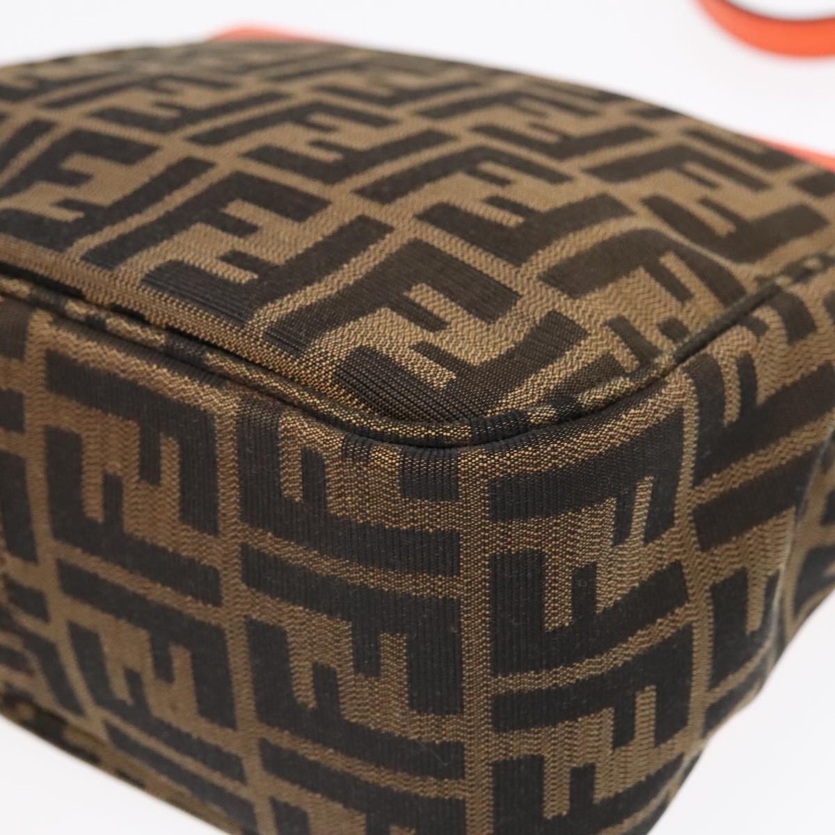 FENDI Zucca Canvas Shoulder Bag Brown Black Orange91226