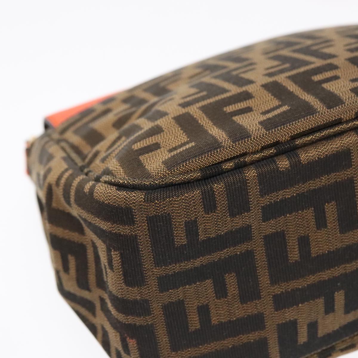 FENDI Zucca Canvas Shoulder Bag Brown Black Orange91226