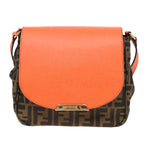 FENDI Zucca Canvas Shoulder Bag Brown Black Orange91226