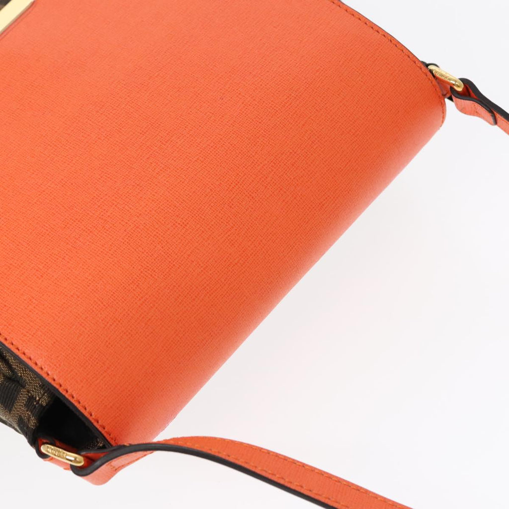 FENDI Zucca Canvas Shoulder Bag Brown Black Orange91226