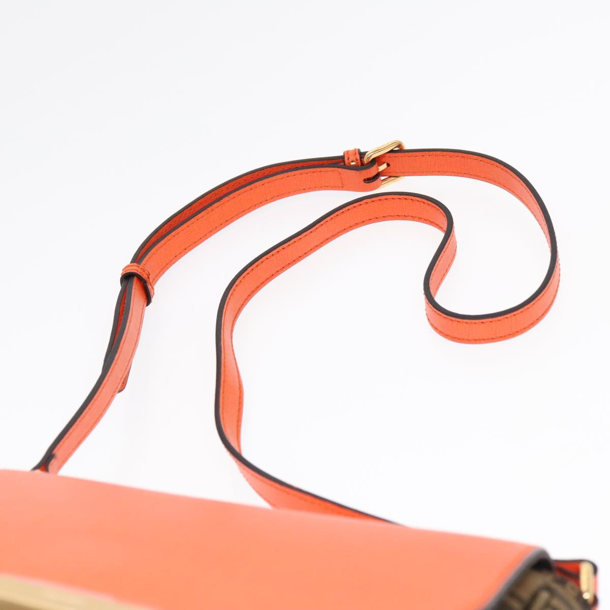 FENDI Zucca Canvas Shoulder Bag Brown Black Orange91226
