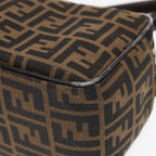 FENDI Zucca Canvas Shoulder Bag Brown Black gold91227