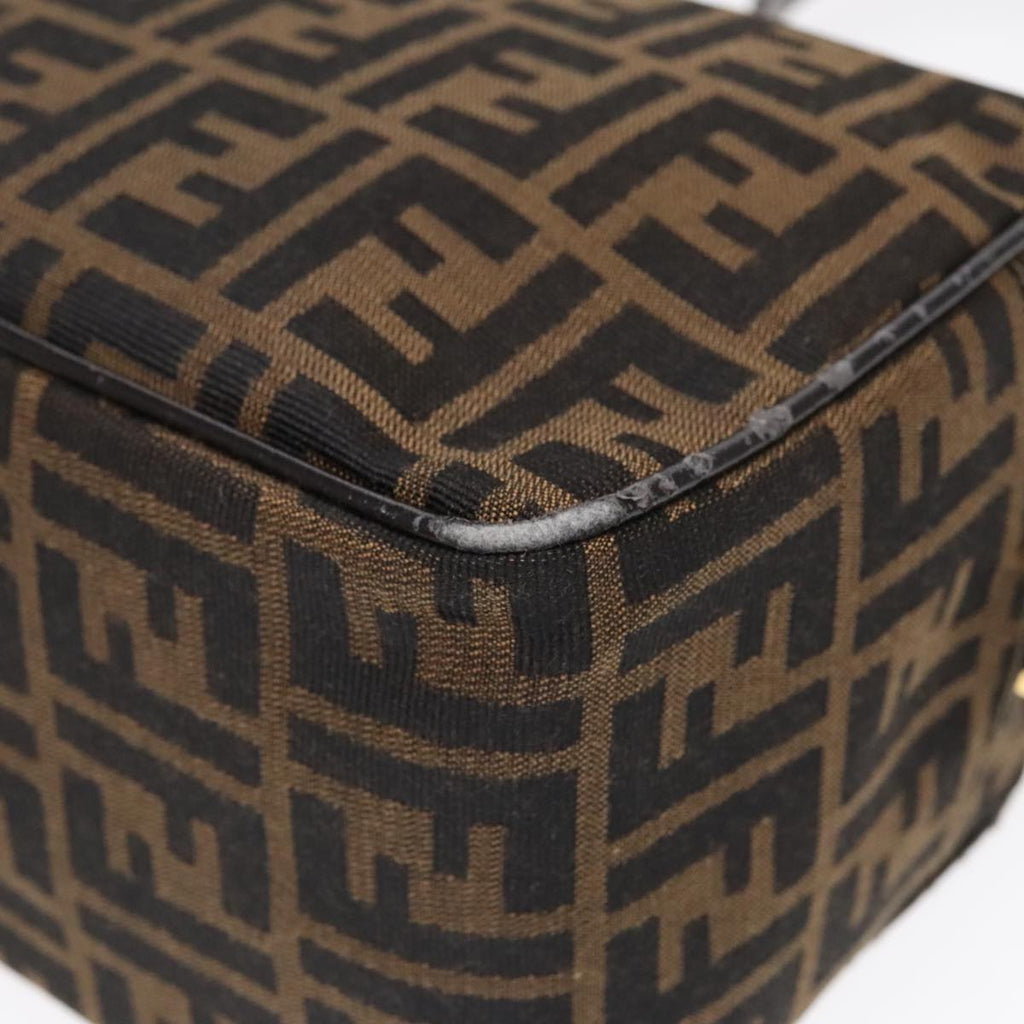 FENDI Zucca Canvas Shoulder Bag Brown Black gold91227