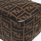FENDI Zucca Canvas Shoulder Bag Brown Black gold91227