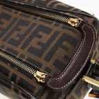 FENDI Zucca Canvas Shoulder Bag Brown Black gold91227