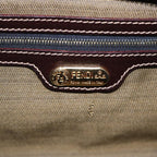 FENDI Zucca Canvas Shoulder Bag Brown Black gold91227