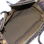 FENDI Zucca Canvas Shoulder Bag Brown Black gold91227