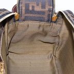 FENDI Zucca Canvas Shoulder Bag Brown Black gold91227