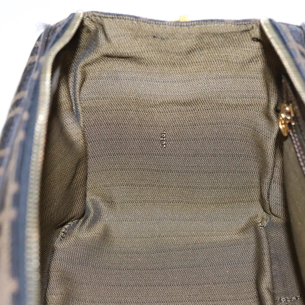 FENDI Zucca Canvas Shoulder Bag Brown Black gold91227