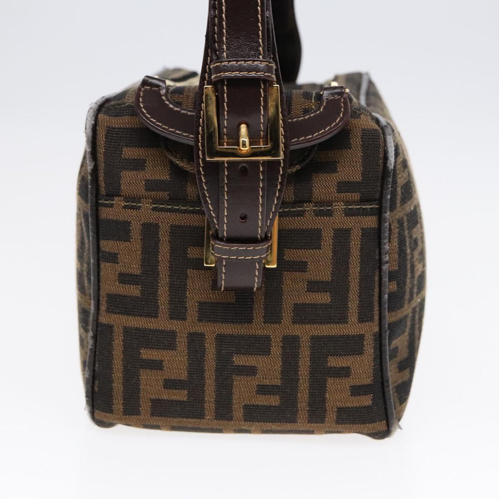 FENDI Zucca Canvas Shoulder Bag Brown Black gold91227