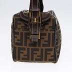 FENDI Zucca Canvas Shoulder Bag Brown Black gold91227