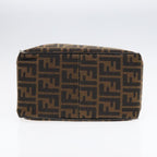 FENDI Zucca Canvas Shoulder Bag Brown Black gold91227
