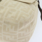 FENDI Zucca Canvas Mamma Baguette Shoulder Bag Beige Silver91229
