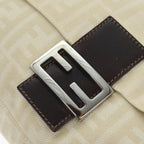 FENDI Zucca Canvas Mamma Baguette Shoulder Bag Beige Silver91229
