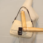 FENDI Zucca Canvas Mamma Baguette Shoulder Bag Beige Silver91229