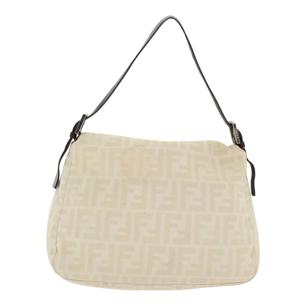 FENDI Zucca Canvas Mamma Baguette Shoulder Bag Beige Silver91229