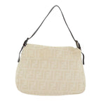 FENDI Zucca Canvas Mamma Baguette Shoulder Bag Beige Silver91229