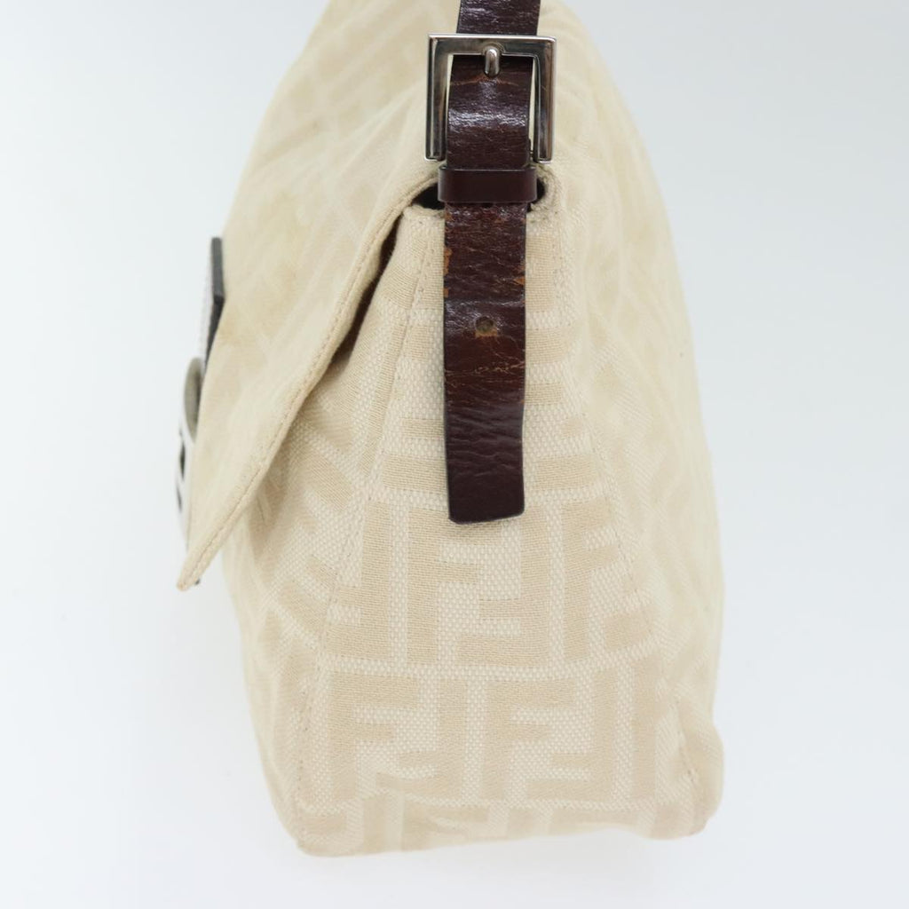FENDI Zucca Canvas Mamma Baguette Shoulder Bag Beige Silver91229
