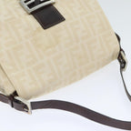FENDI Zucca Canvas Mamma Baguette Shoulder Bag Beige Silver91229