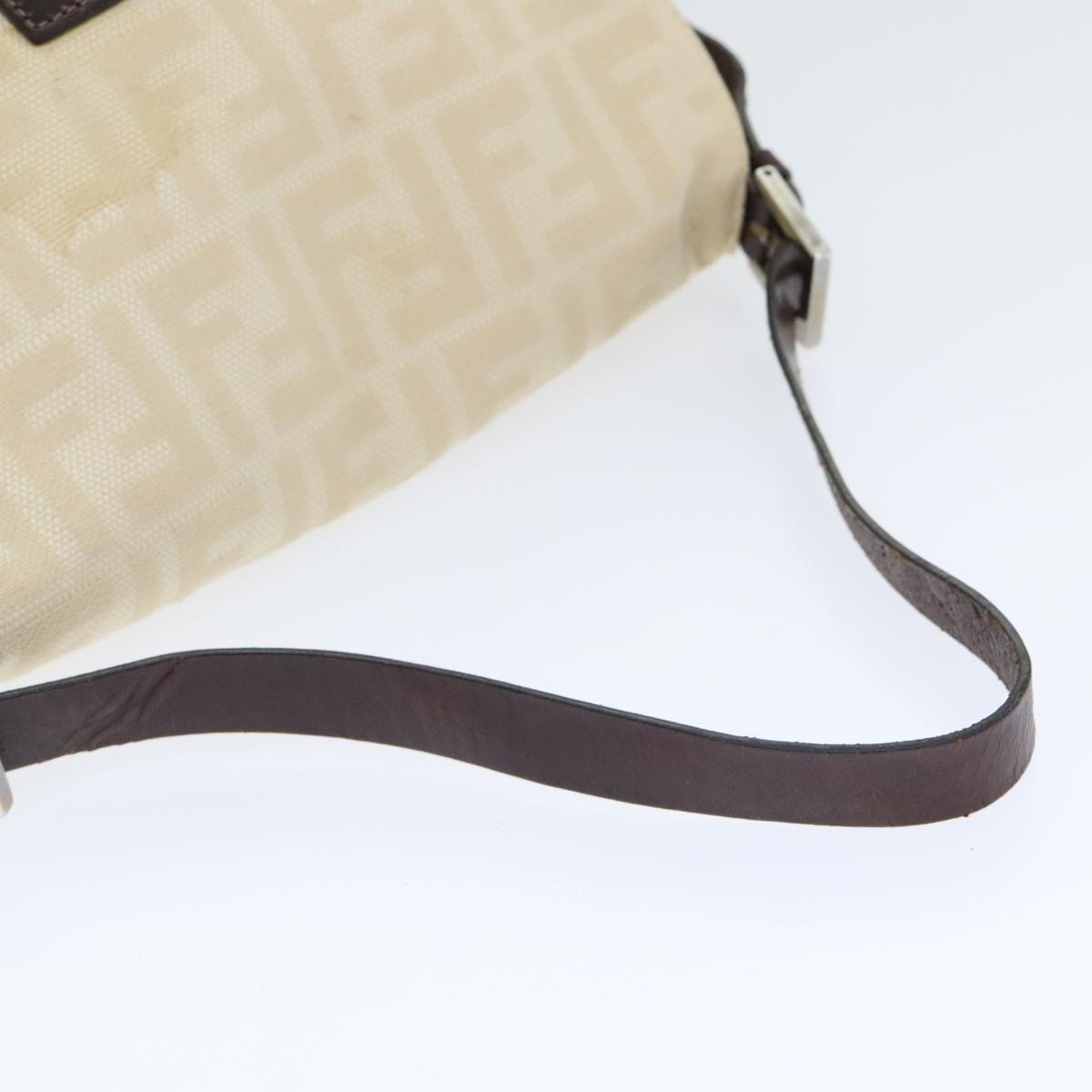FENDI Zucca Canvas Mamma Baguette Shoulder Bag Beige Silver91229
