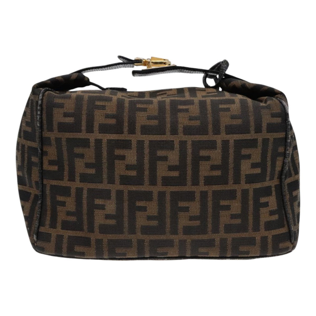 FENDI Zucca Canvas Hand Bag Brown Black Gold91230