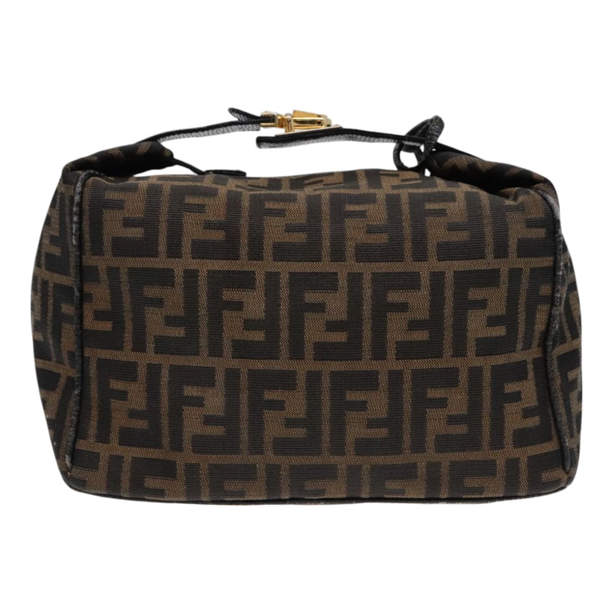 FENDI Zucca Canvas Hand Bag Brown Black Gold91230