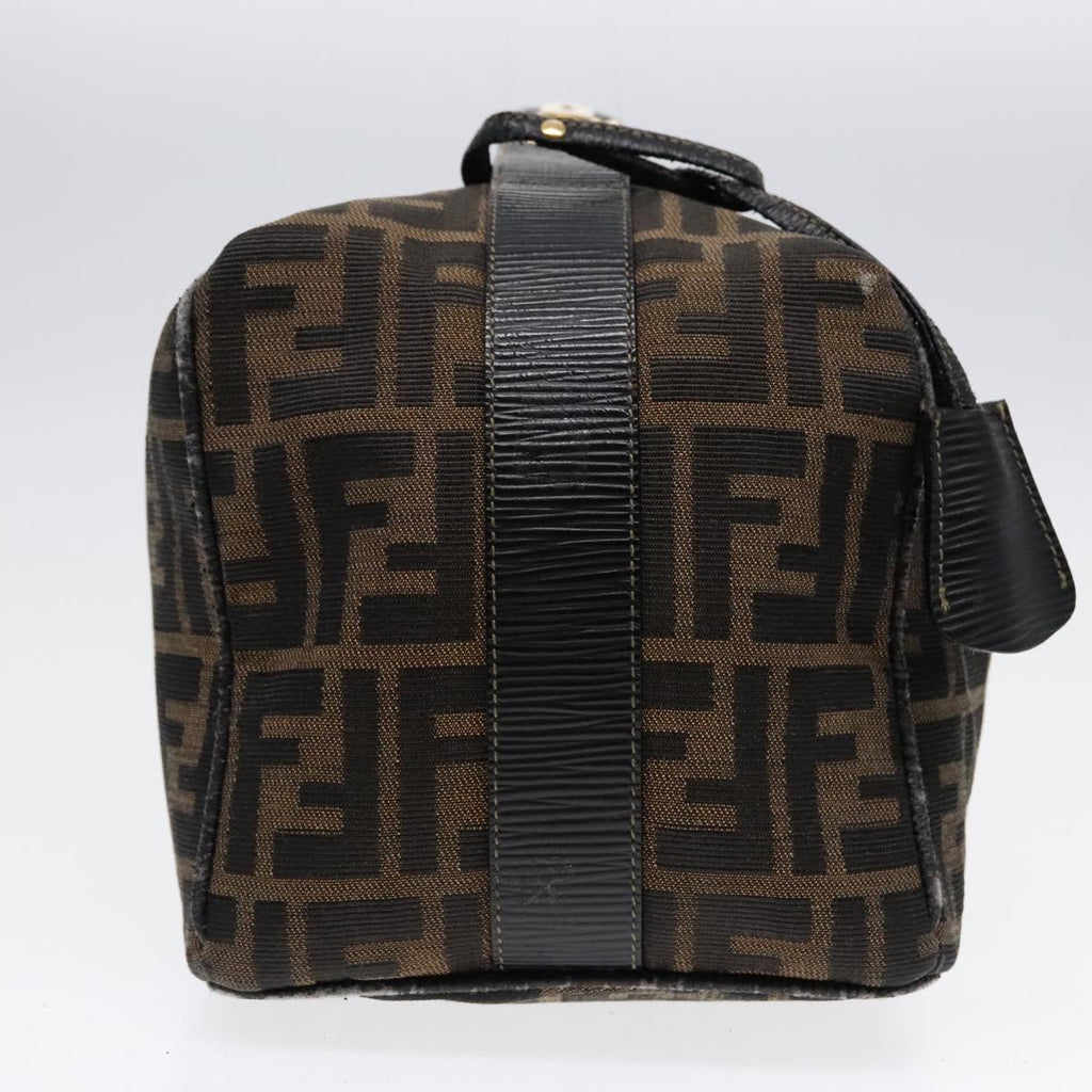 FENDI Zucca Canvas Hand Bag Brown Black Gold91230