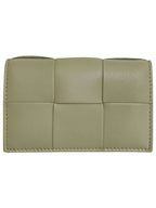Bottega Veneta Intrecciato Flap Card Wallet Travertine