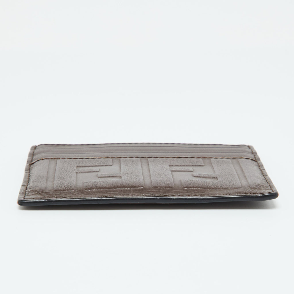Fendi Brown Zucca Leather Card Holder..